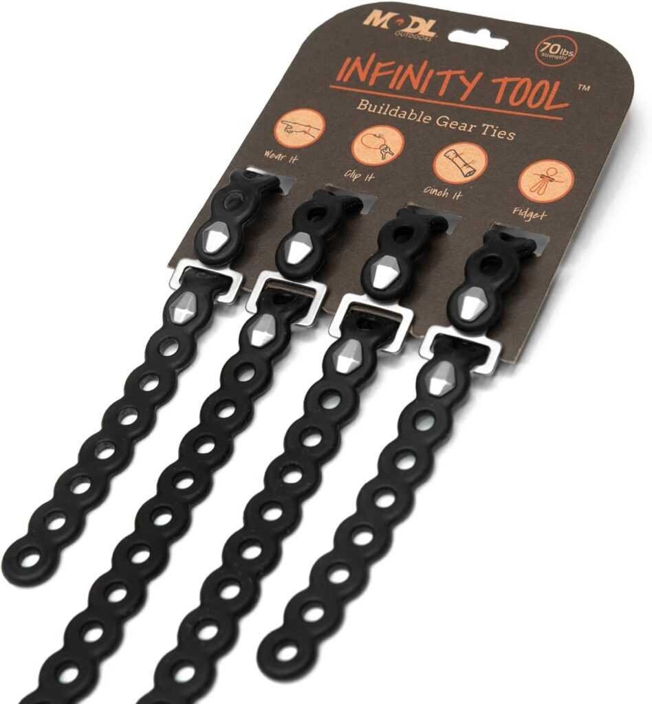 Infinity Tool™ 2.0 Modular Straps (4-Pack) - Flexible Multi-Tool, Utility Bracelet, Gear Strap, Wearable Gadget for Outdoor Adventure, Survival, Camping, Travel, EDC