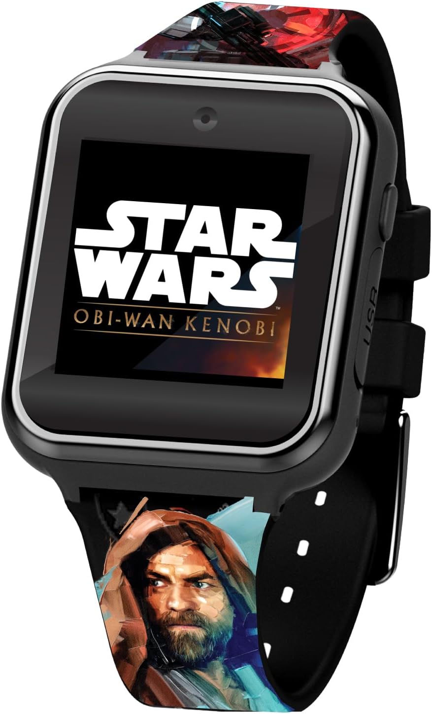 Accutime Star Wars Kids Learning Touchscreen Smart Watch - Educational Interactive Toy with Games, Camera, Alarm, Pedometer  Changeable Faces (STW4070AZ)