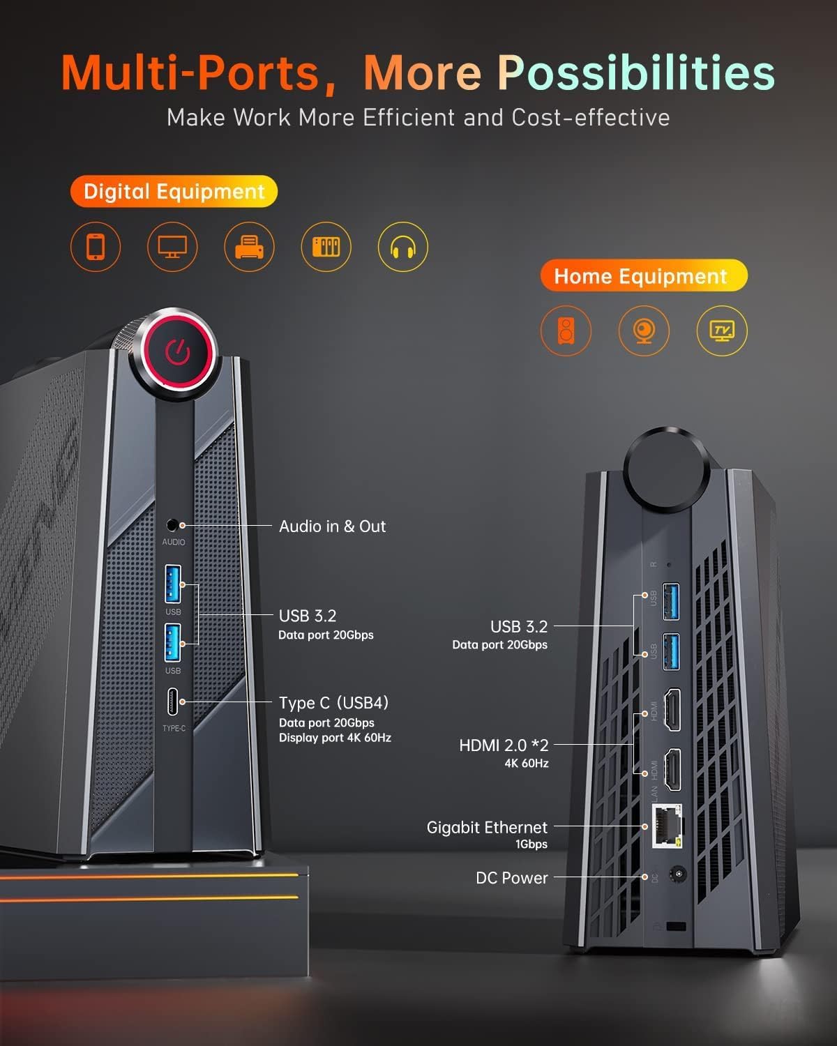 ACEMAGICIAN AMD Ryzen 9 6900HX Mini Gaming PC, 32GB DDR4 Dual Channel 1TB NVME SSD, Desktop Tower Computer with AMD Radeon 680M, Type C, WiFi 6, BT 5.2 Mini Desktop Computer