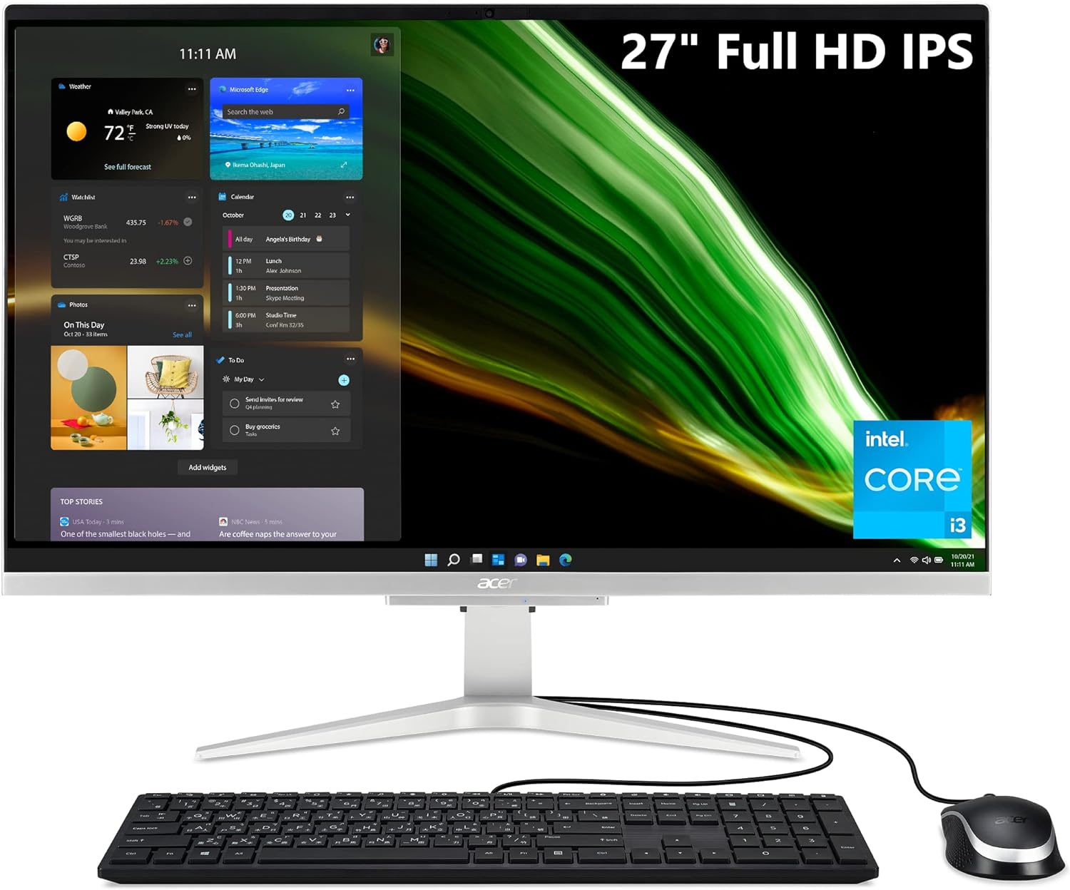 Acer Aspire C24-1700-UA91 AIO Desktop | 23.8 Full HD IPS Display | 12th Gen Intel Core i3-1215U | Intel UHD Graphics | 8GB DDR4 | 512GB NVMe M.2 SSD | Intel Wireless Wi-Fi 6 | Windows 11 Home,Black