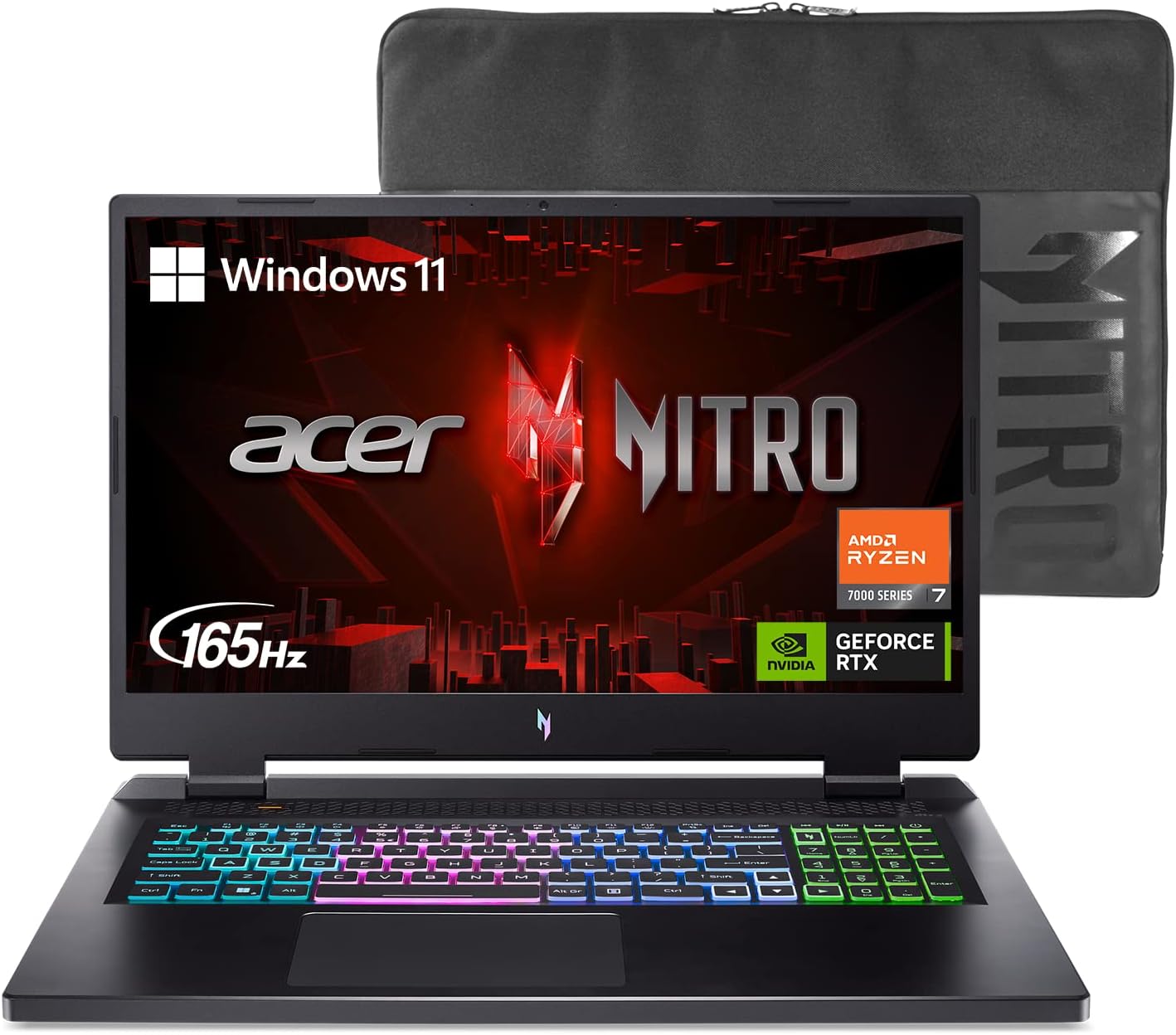 Acer Nitro 17 Gaming Laptop AMD Ryzen 7 7840HS Octa-Core CPU 17.3 FHD 165Hz IPS Display NVIDIA GeForce RTX 4050 16GB DDR5 1TB SSD Wi-Fi 6E RGB Backlit KB AN17-41-R6L9