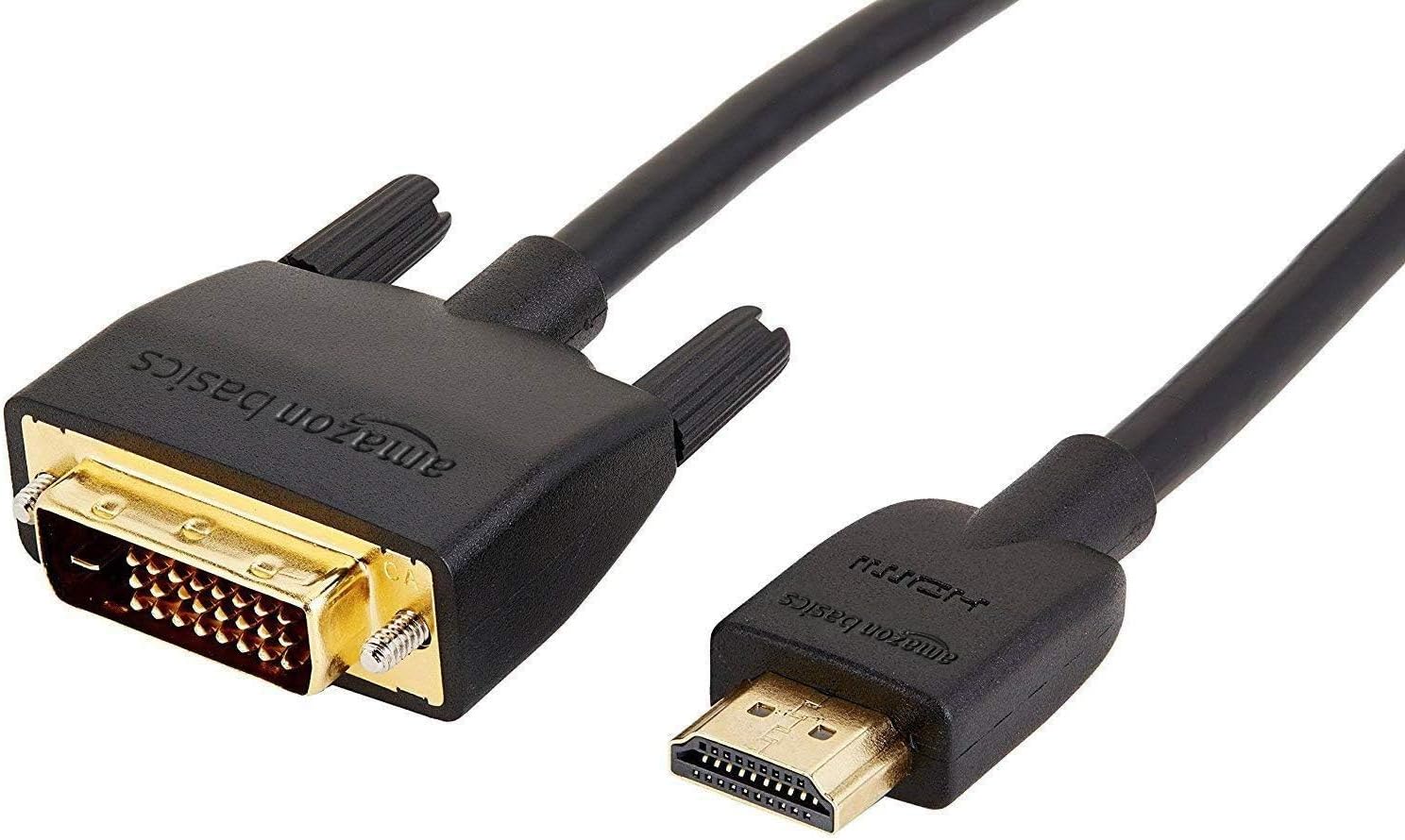 Amazon Basics HDMI A to DVI Adapter Cable, Bi-Directional 1080p, Gold Plated, Black, 6 Feet, 1-Pack For Television