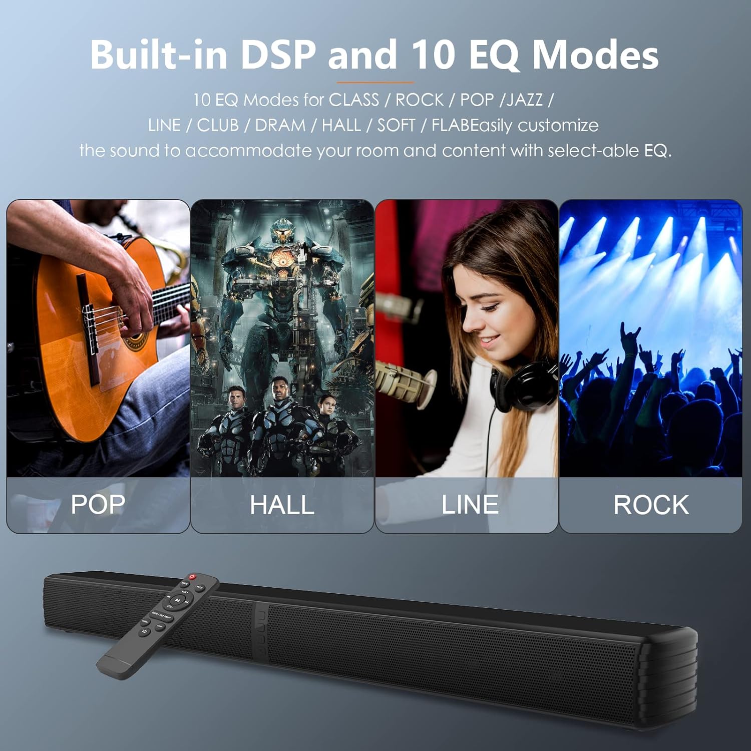 Bluetooth Soundbar 2.2CH 70W 3D Surround Sound Home Audio System with Dual Subwoofer, Perfect for 32 to 75 TVs - Ideal for Gaming, Music  Entertainment