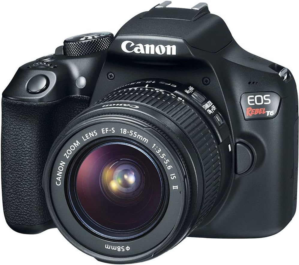 Canon EOS Rebel T6 Digital SLR Camera Kit with EF-S 18-55mm f/3.5-5.6 is II Lens, Built-in WiFi and NFC - Black (Renewed)