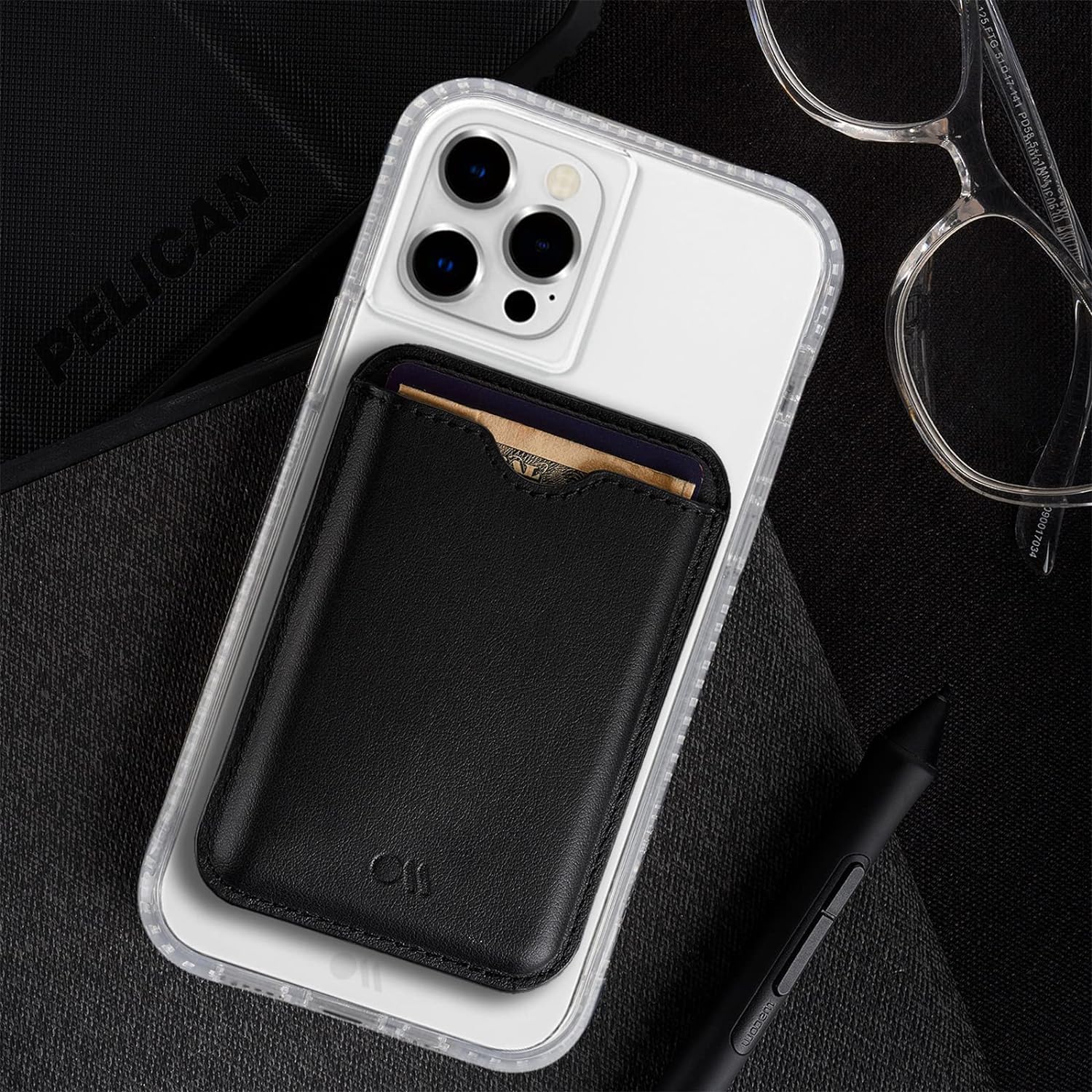 Case-Mate Magnetic Wallet for iPhone [Card Holder] [Holds up to 3 Cards  Cash] - Vegan Leather MagSafe Wallet - Magnetic Phone Wallet for iPhone 15 Pro Max / 15 Pro / 15/15 Plus /14/13/12 - Sparkle