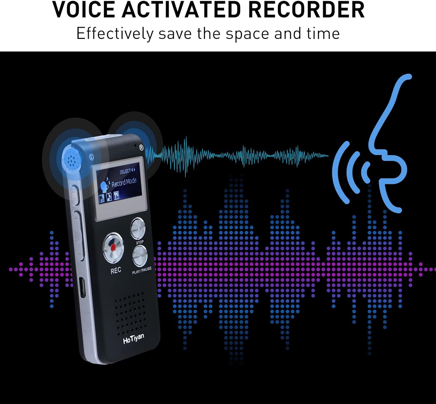 Digital Voice Recorders 8GB Audio Recorder Voice Activated Recorder for Lectures, Meetings, Interviews Recording Device Tape Recorder with Microphone USB Cable, MP3 Player (8GB)