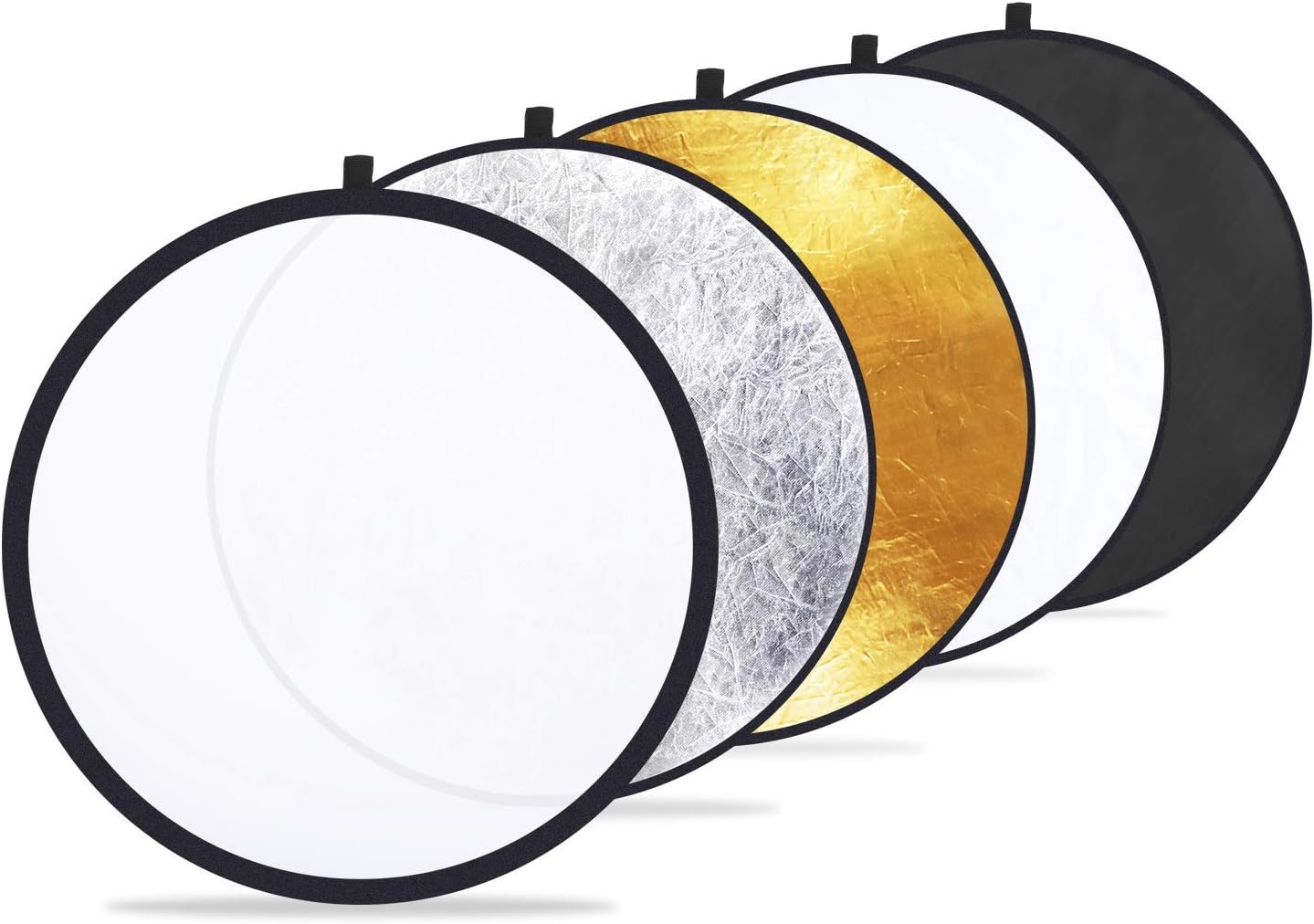 Etekcity 24 (60cm) 5-in-1 Photography Reflector Light Reflectors for Photography Multi-Disc Photo Reflector Collapsible with Bag - Translucent, Silver, Gold, White and Black