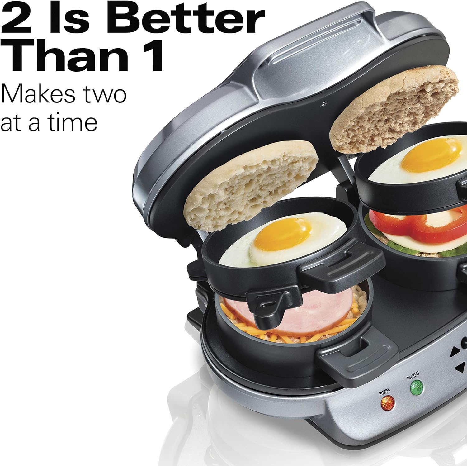 Hamilton Beach Dual Breakfast Sandwich Maker with Timer, Silver (25490A)