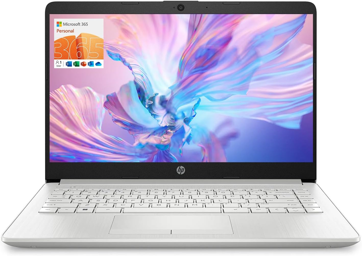 HP Portable Laptop (Include 1 Year Microsoft 365), 14’’ HD Display, 8GB RAM, 64GB eMMC, Intel Quad-Core N4120, Student and Business, Webcam, HDMI, Wi-Fi, RJ-45, Windows 11 Home, Pink