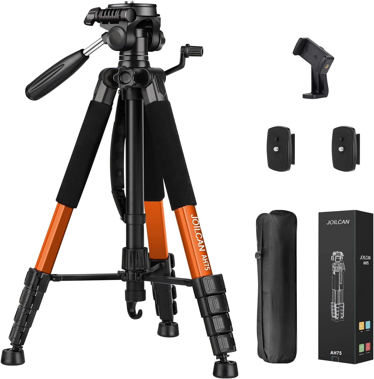 JOILCAN Tripod Camera Tripods, 74 Tripod for Camera Cell Phone Video Photography, Heavy Duty Tall Camera Tripod Stand, Professional Travel DSLR Tripods Compatible with Canon iPhone, Max Load 15 LB