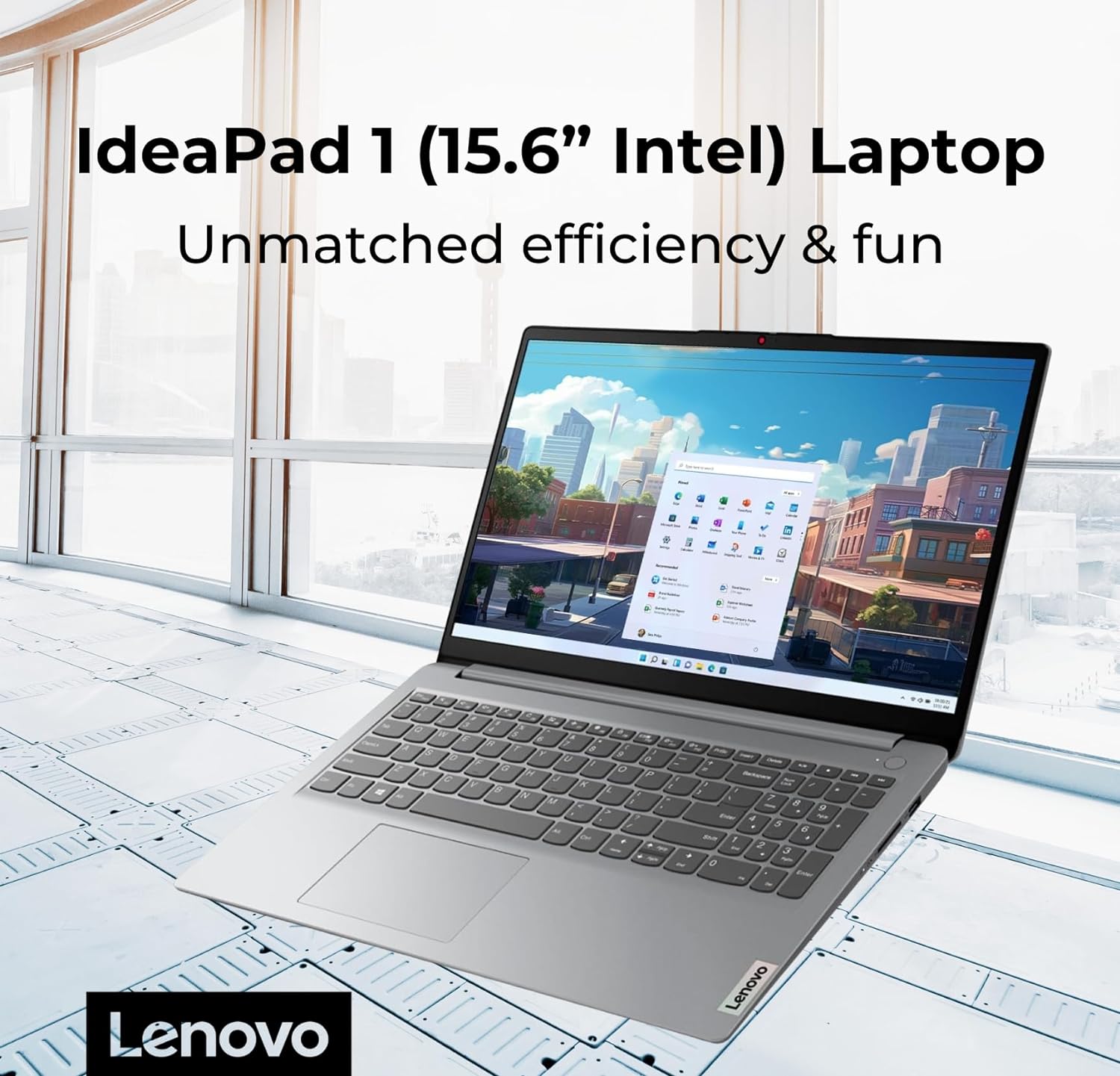 Lenovo IdeaPad 1 Student Laptop, 15.6 FHD Display, Intel Dual Core Processor, 8GB RAM, 128GB SSD + 128GB eMMC, Wi-Fi 6, Webcam, Bluetooth, 1 Year Office 365, Windows 11 Home, Grey