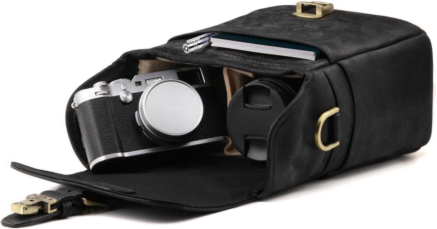 MegaGear Torres Mini MG1328 Genuine Leather Camera Messenger Bag for Mirrorless, Instant and DSLR Cameras