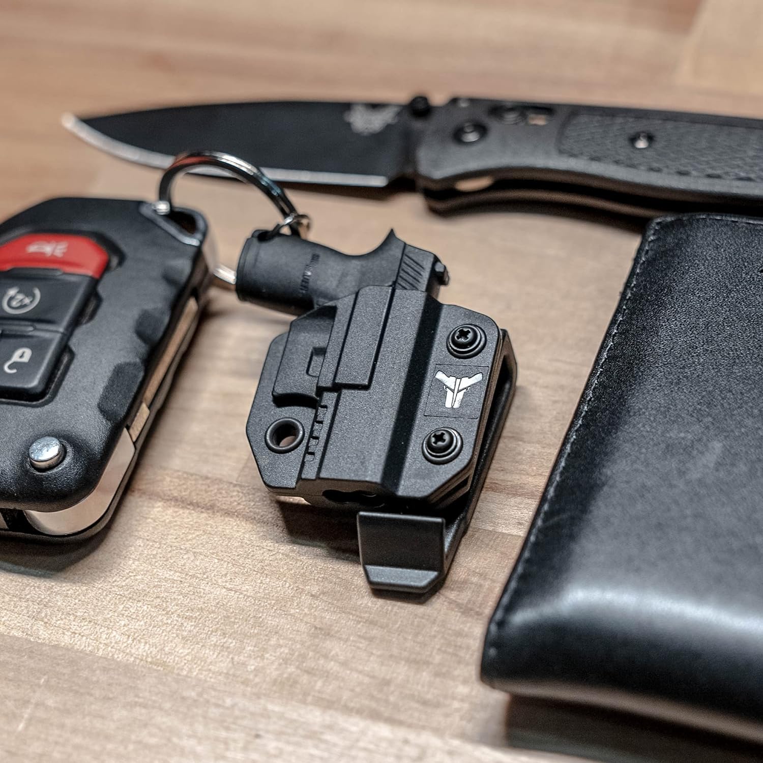 Mini Pistol Shaped Keychain with Holster and Belt Clip - by Blade-Tech Holsters