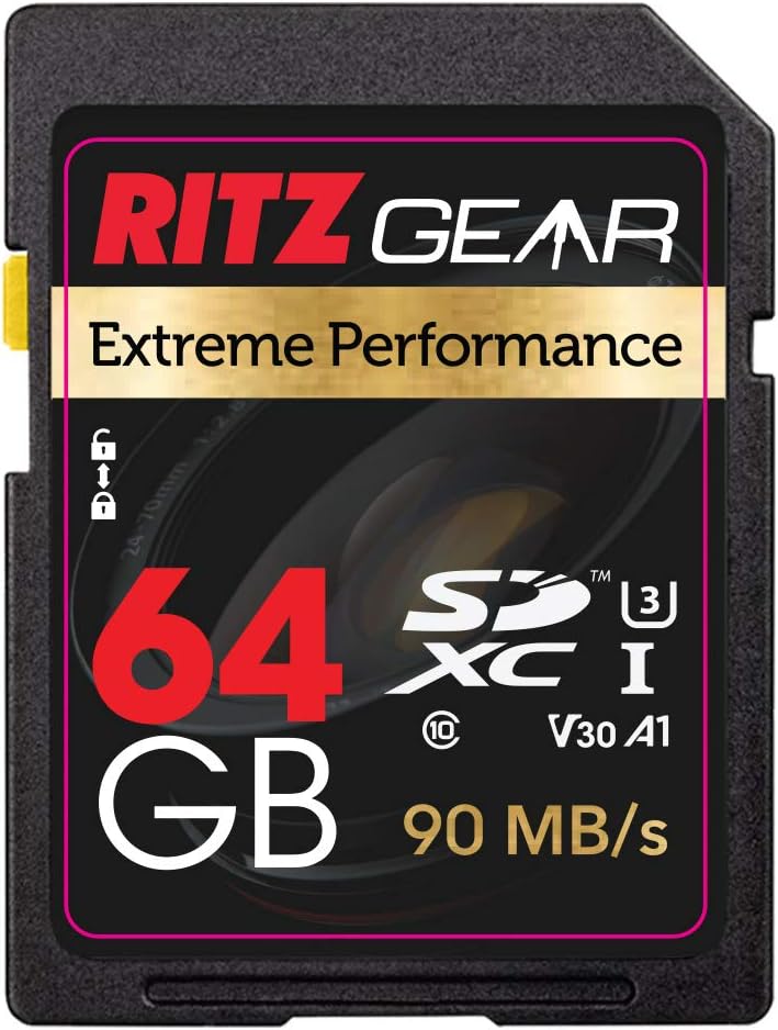 Ritz Gear 256GB High-Speed SDXC UHS-I SD Card, C10, U3, V30, Full-HD  4K Memory Card