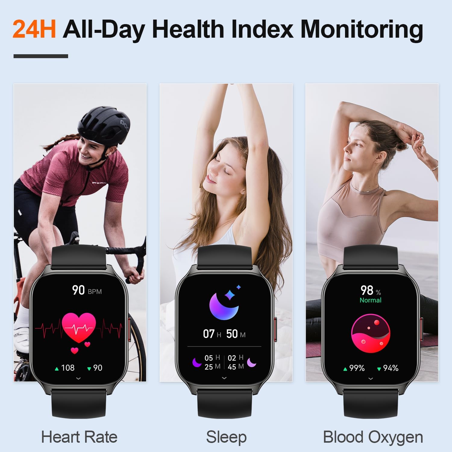 Smart Watch for Men Women Fitness: (Make/Answer Call) Bluetooth Smartwatch for Android Phones iPhone Outdoor Waterproof Digital Sport Running Watches Health Tracker Heart Rate Monitor P95BKA