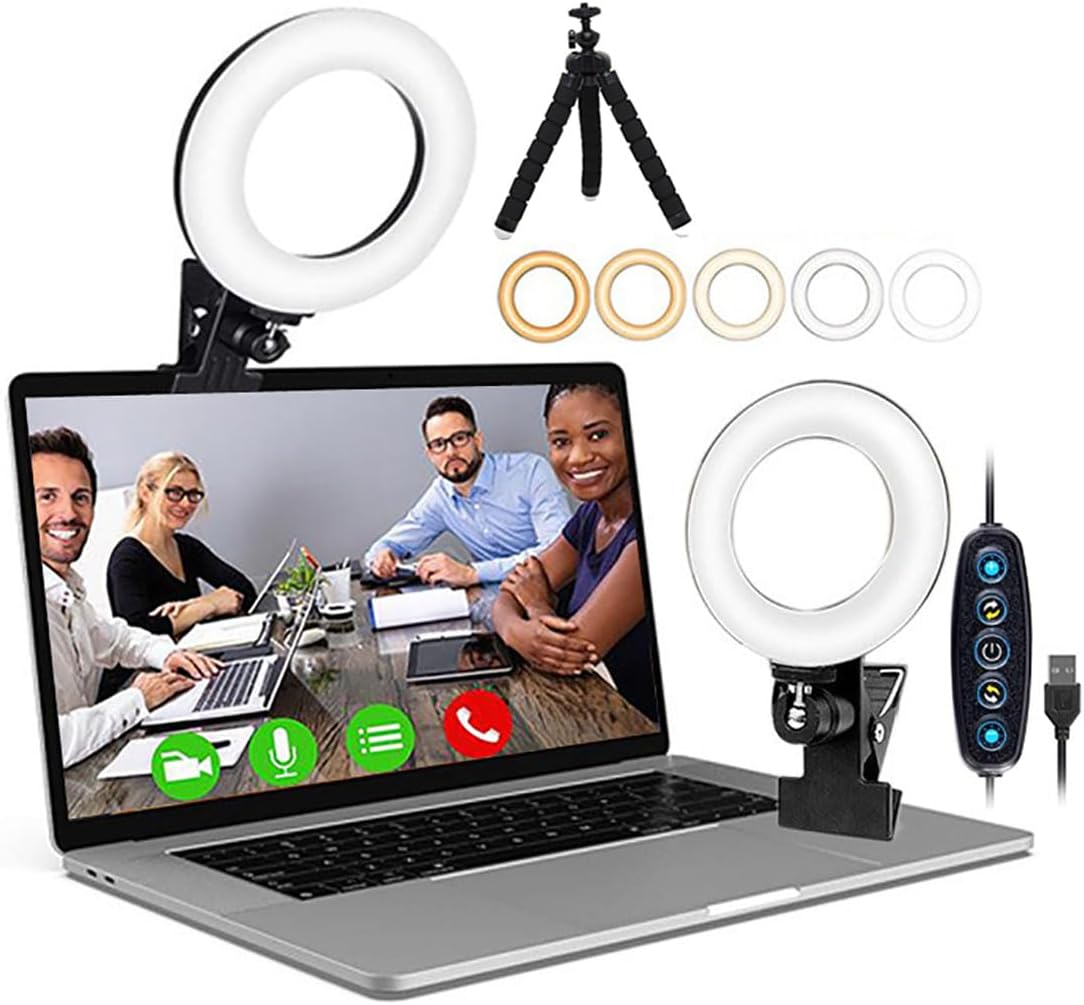 Video Conference Lighting Kit, Ring Light for Monitor Clip On,for Remote Working, Distance Learning,Zoom Call, Self Broadcasting and Live Streaming, Computer Laptop Video Conferencing