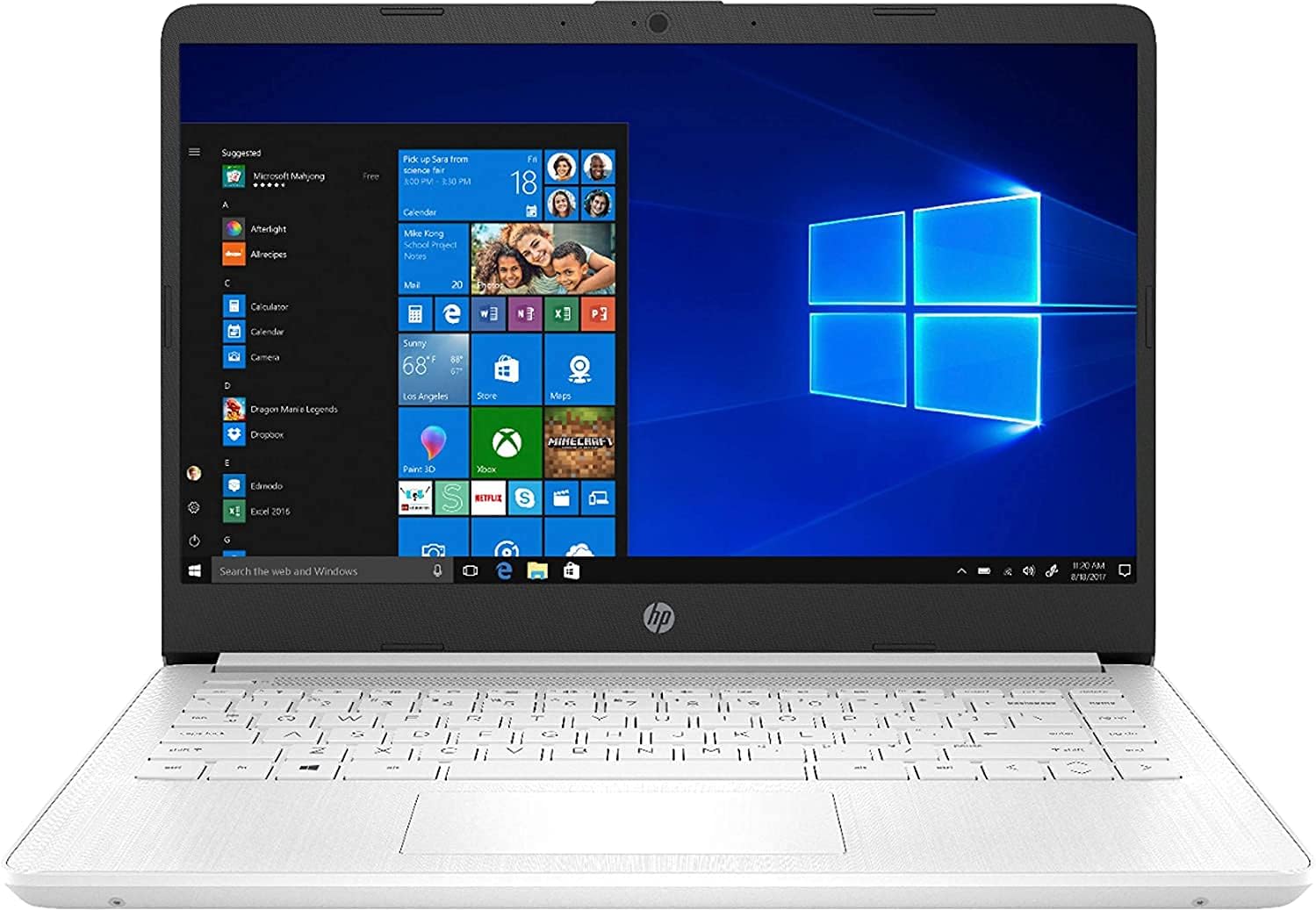 2020 HP 14 HD (1366 x 768) Thin and Light Laptop PC, Intel Celeron N4020 Dual-Core Processor, 4GB DDR4 Memory, 64GB eMMC, HDMI, WiFi, Bluetooth, Windows 10 S, 1 Year Microsoft 365, Snowflake White