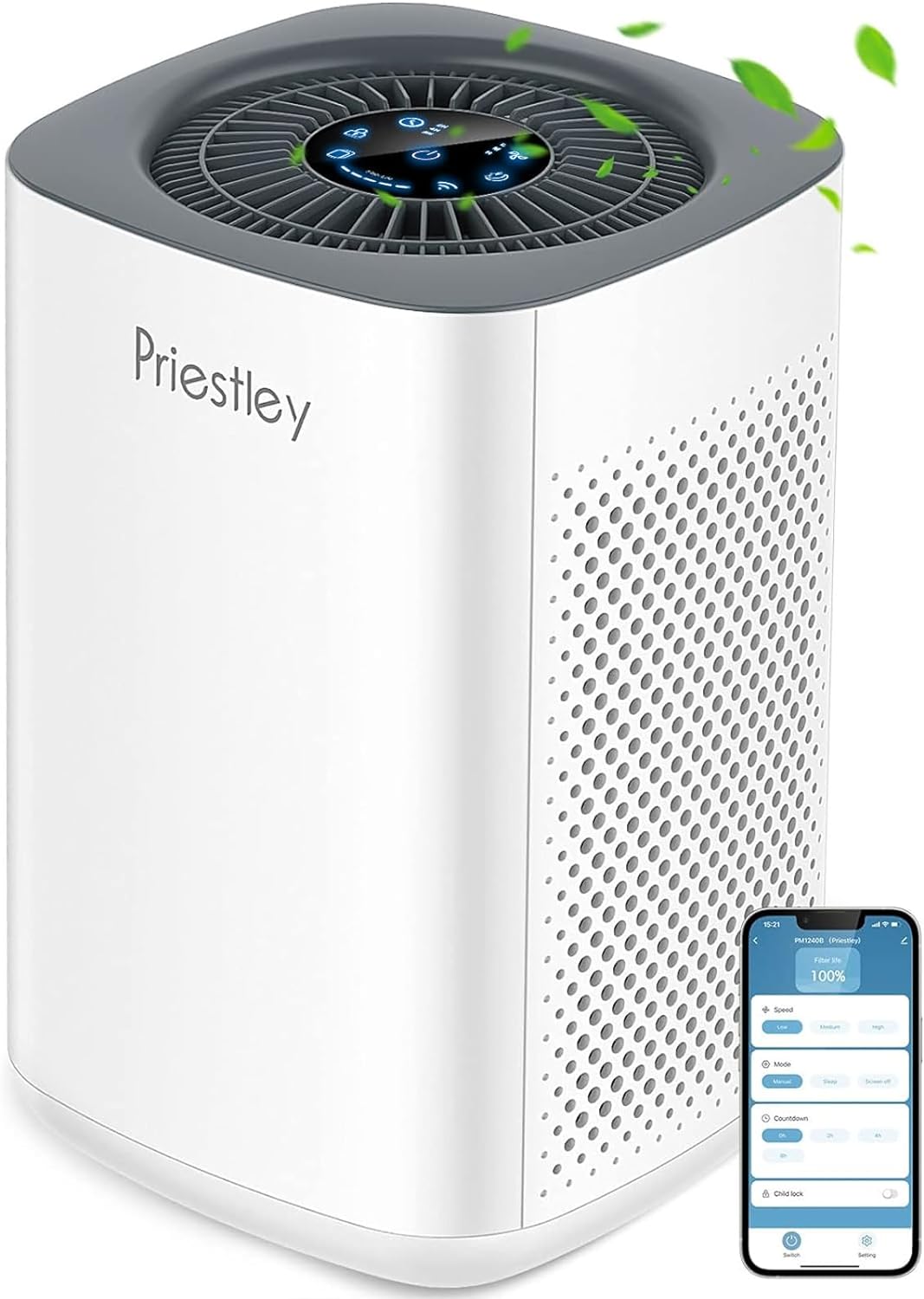 Air Purifiers for Home Large Room up to 1100 Ft², Smart WiFi Control, Removes 99.97% of Particles with H13 True HEPA Filter for 3-Stage Filtration, Air Cleaner for Allergies, Pets, Smoke