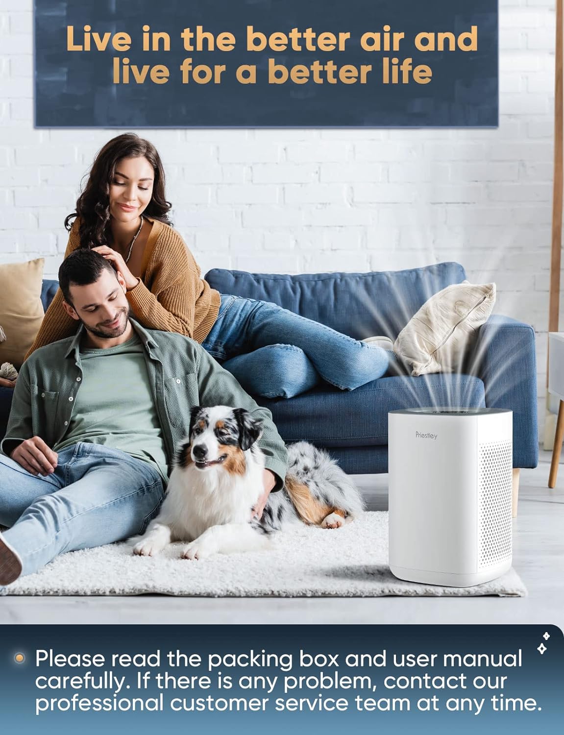 Air Purifiers for Home Large Room up to 1100 Ft², Smart WiFi Control, Removes 99.97% of Particles with H13 True HEPA Filter for 3-Stage Filtration, Air Cleaner for Allergies, Pets, Smoke