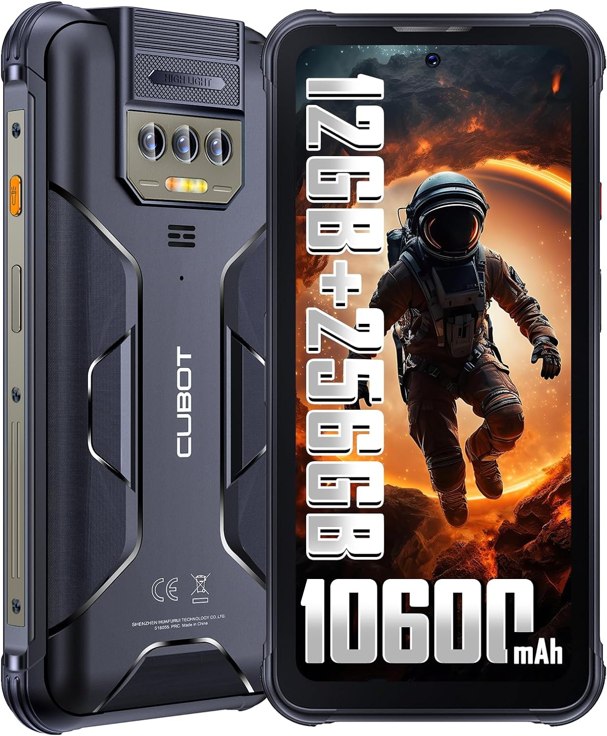 CUBOT King Kong 8 Rugged Smartphone. Android 13-10600mAh Cell Phones,12GB RAM+256GB ROM Unlocked Phone,6.52HD+ Screen,5000LM LED Flashlight,48MP Camera, IP68/69K/4G Dual SIM Outdoor Smart Phone-Black