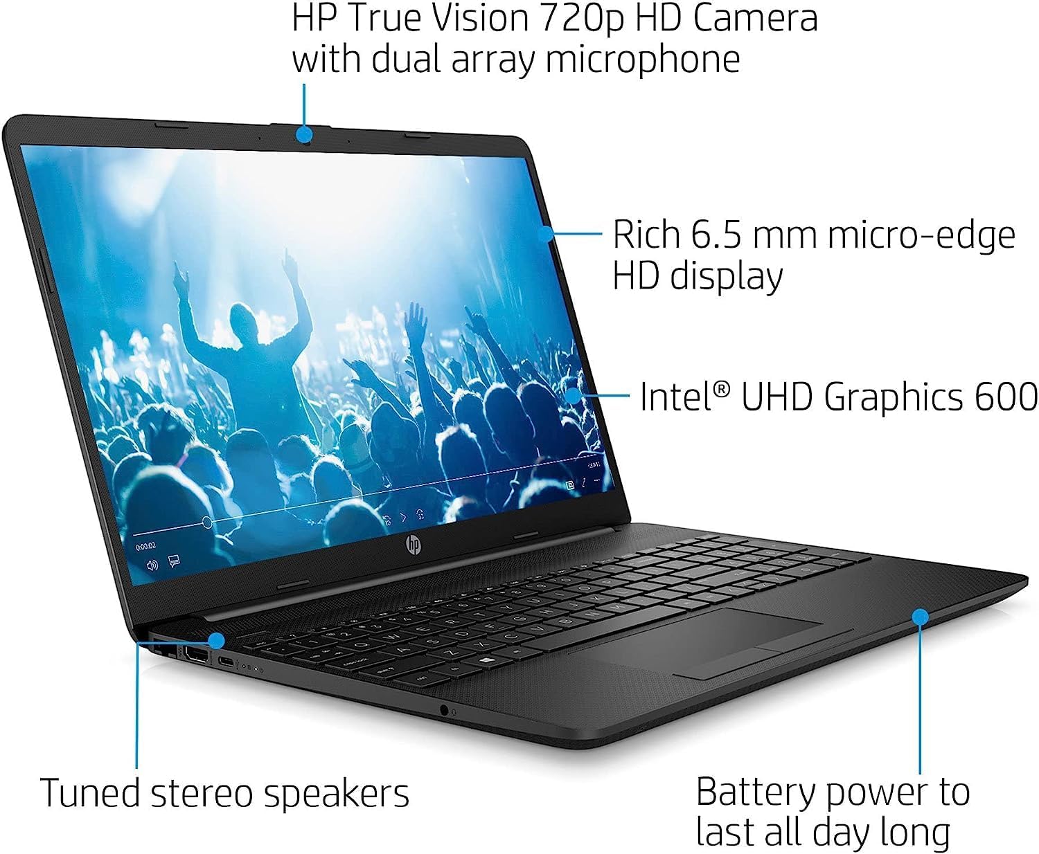 HP Flagship 15.6 HD Laptop Computer, Intel Quad-Core Pentium N200 (Up to 3.7Ghz, Beat i5-8250U), 8GB RAM, 128GB SSD, Webcam, Fast Charge, HDMI, 1 Year Microsoft Office 365, Win 11, w/GM Accessory