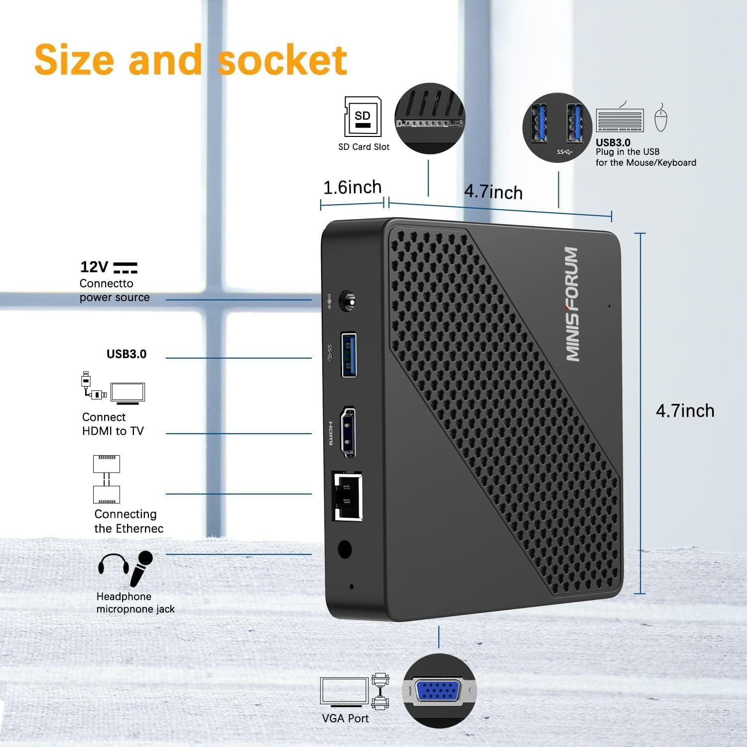 N40 Mini PC Fanless Celeron N4020,up to 2.8GHz with 4GB DDR4/64GB eMMC RAM Mini Desktop Computer, Support 4K UHD, VGA Port,2.4G/5.8G WiFiBT4.2,3xUSB3.0 Ports,1x SD Card Slot for Business Home Office