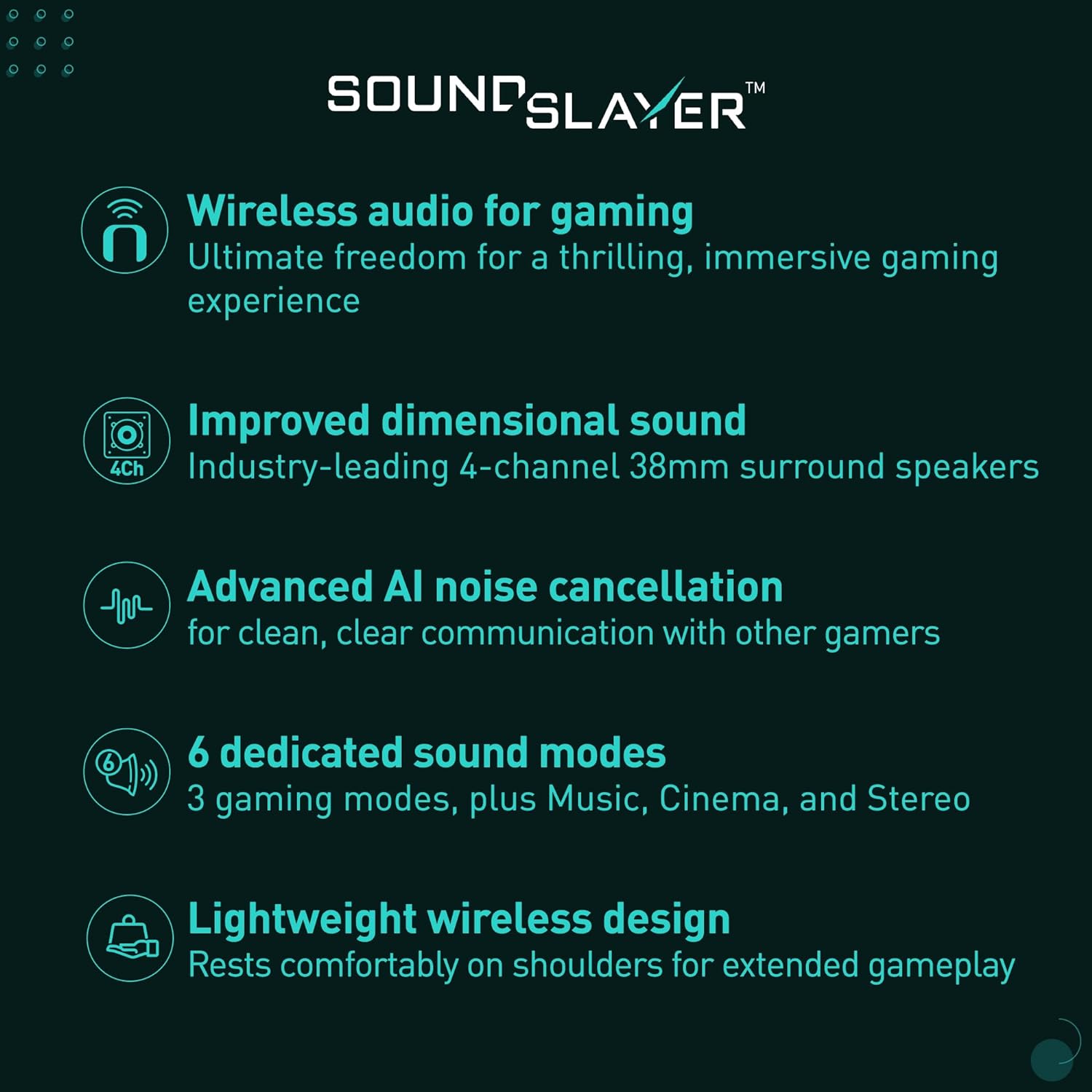 Panasonic SoundSlayer Wireless Wearable Speaker System for Gaming, Movies and Music, Lightweight Neck Speaker with Built-in Microphone and Immersive, Dimensional Sound - SC-GNW10 (Black)