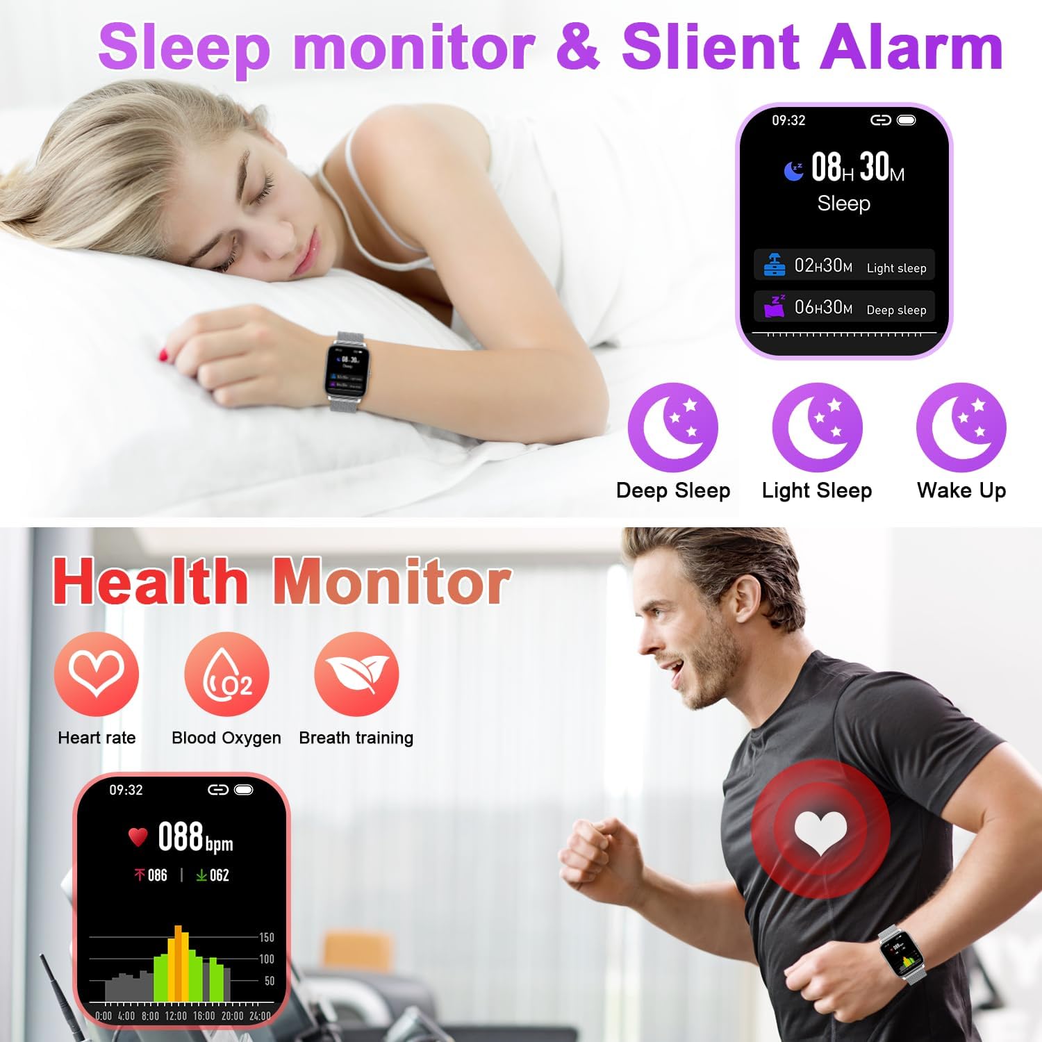 Smart Watch for Women Men Fitness: (Make/Answer Call) Bluetooth Smartwatch for Android Phones iPhone Waterproof Outdoor Sport Digital Running Watches Health Tracker Heart Rate Monitor Step Counter