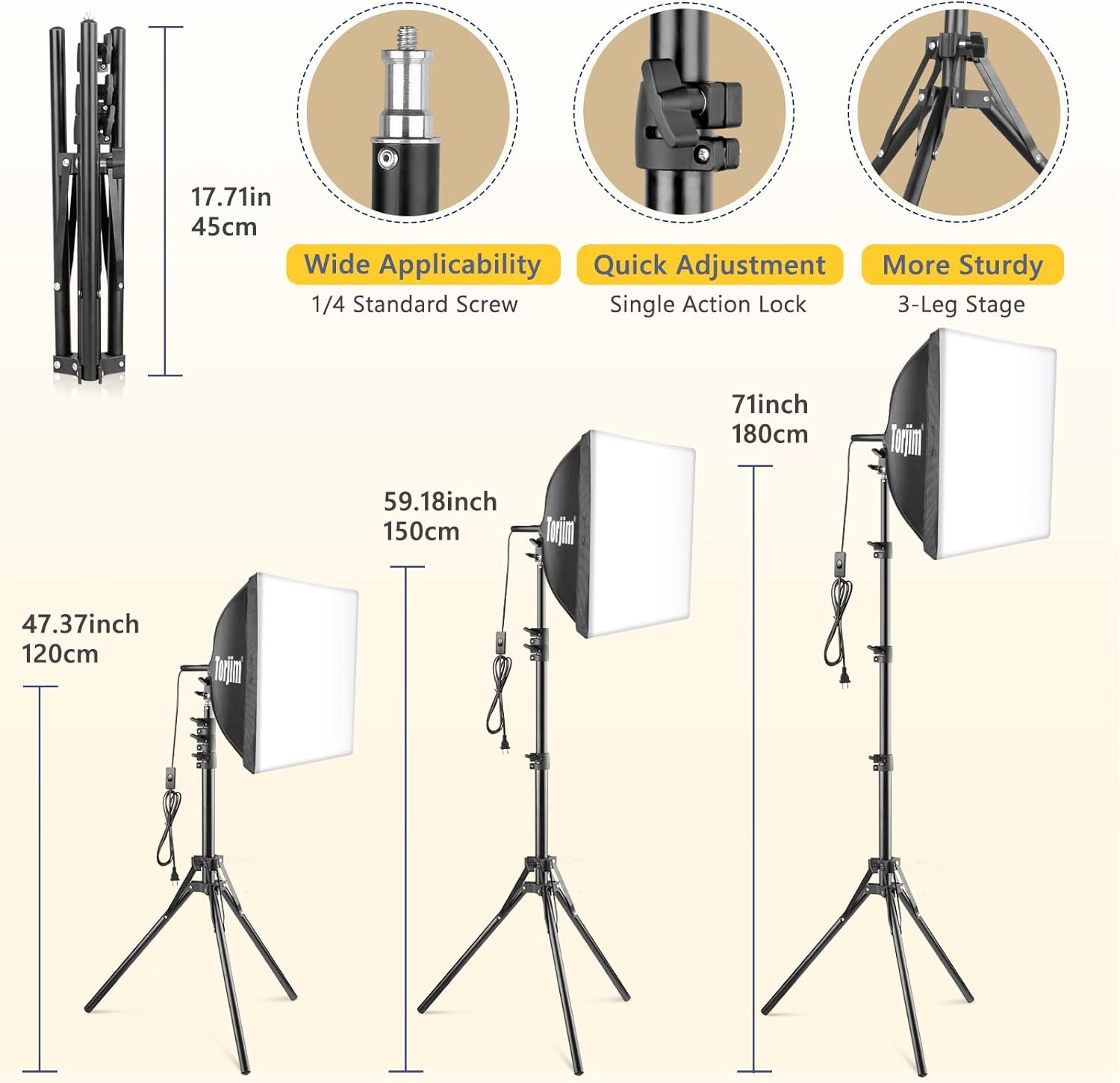 Torjim Softbox Photography Lighting Kit, 16 x 16 Professional Softbox Lighting Kit with 85W 3000-7500K LED Bulbs, Studio Lights for Photography/Video Recording/Live Streaming